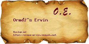 Ormós Ervin névjegykártya